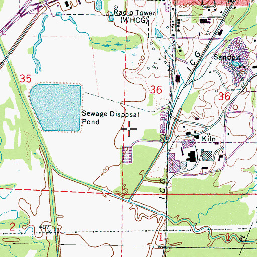 Topographic Map of Philadelphia Sewage Lagoon Dam, MS