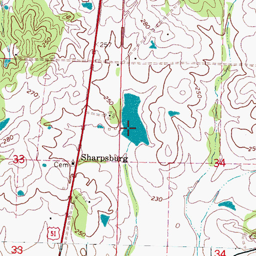 Topographic Map of James Duncan Lake Dam, MS