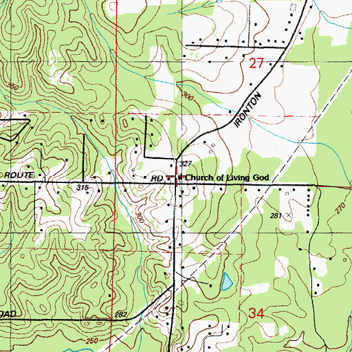 Topographic Map of Church of Living God, AR