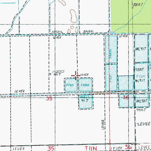 Topographic Map of Purddy and Sons Catfish Ponds Dam, MS