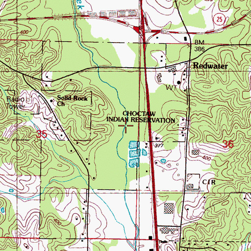 Topographic Map of McDonald Ponds Dam, MS
