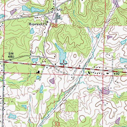 Topographic Map of John Morrow Lake Dam, MS