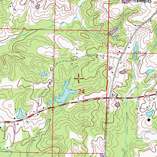 Topographic Map of Marshall Lake Dam, MS