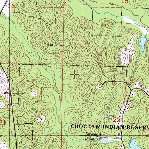 Topographic Map of Indian Reservation Lake Dam, MS