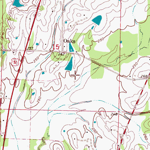 Topographic Map of Martin Presley Lake Dam, MS