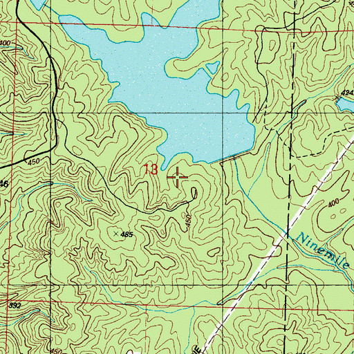 Topographic Map of Bourne McGehee Dam, MS