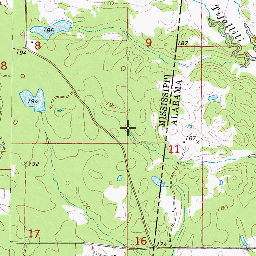 Topographic Map of E Q Lunsford Pond Dam, MS