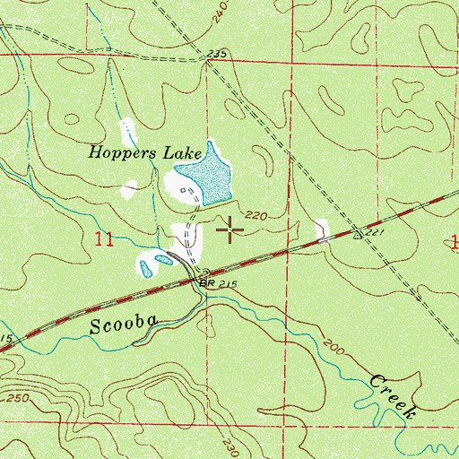 Topographic Map of Hoppers Lake Dam, MS