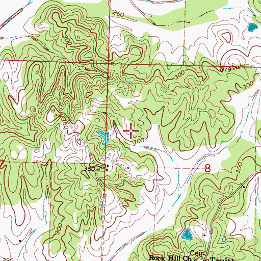 Topographic Map of J H Fowler Lake Dam, MS