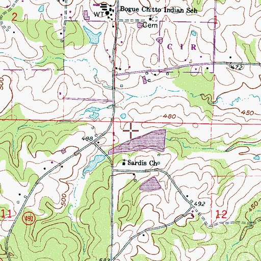 Topographic Map of Guy Gray Lake Dam, MS