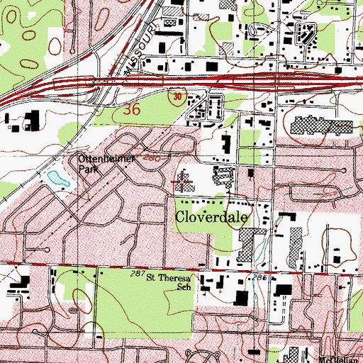 Topographic Map of Cloverdale Elementary School, AR