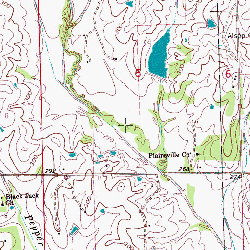 Topographic Map of Ellison Creek Watershed Structure 4 Dam, MS