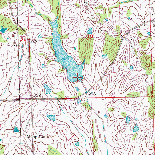 Topographic Map of Ellison Creek Watershed Structure 3 Dam, MS