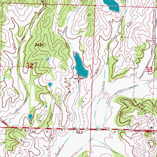 Topographic Map of Joe Cauthen Lake Dam, MS