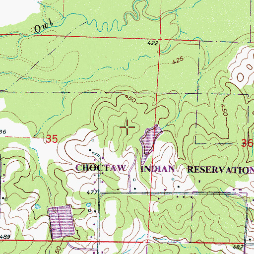 Topographic Map of Indian Reservation Lake Dam, MS