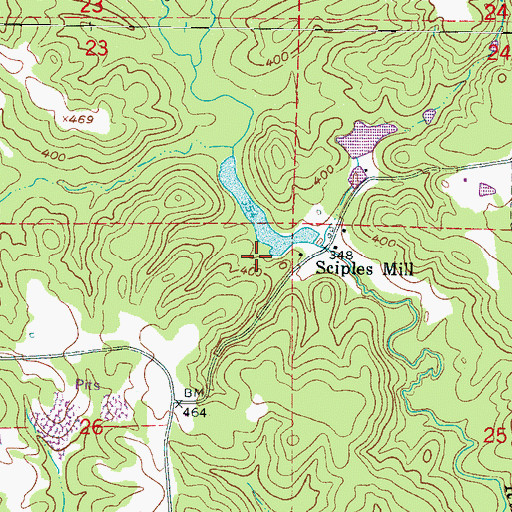 Topographic Map of George Sciples Mill Pond Dam, MS