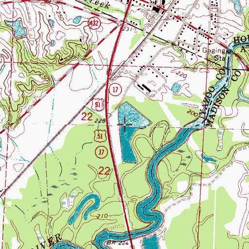 Topographic Map of Bridgeforth Lake Dam, MS