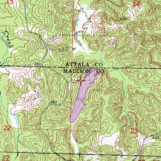 Topographic Map of Roy Barrett Lake Dam, MS