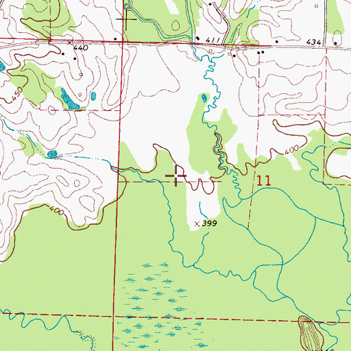 Topographic Map of T J Barrier Lake Dam, MS