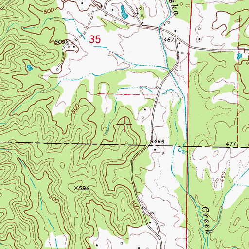 Topographic Map of Deweese Lake Dam, MS