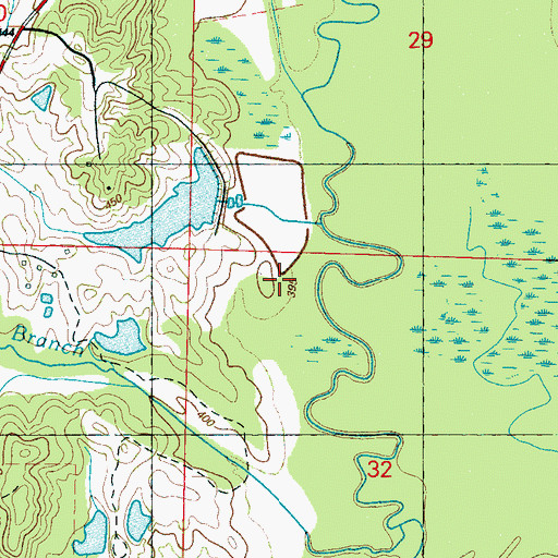 Topographic Map of Gregory Lake Dam, MS