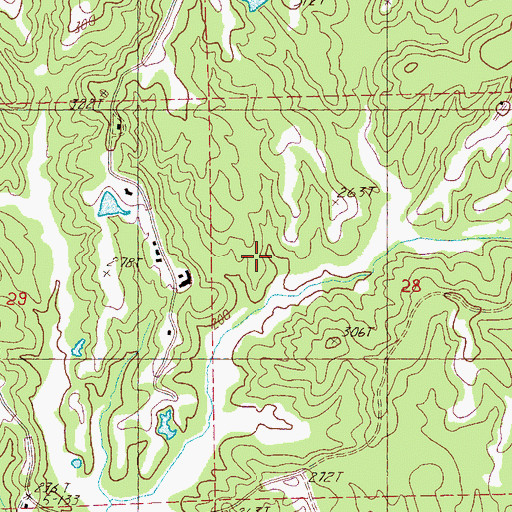 Topographic Map of Strickland Lake Dam, MS