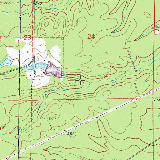Topographic Map of Skipper Lake Dam, MS