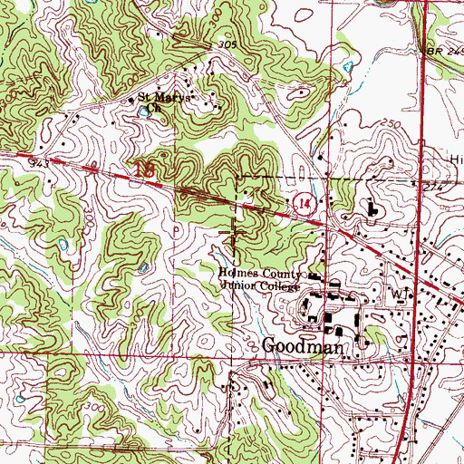 Topographic Map of Holmes Junior College Lake Dam, MS