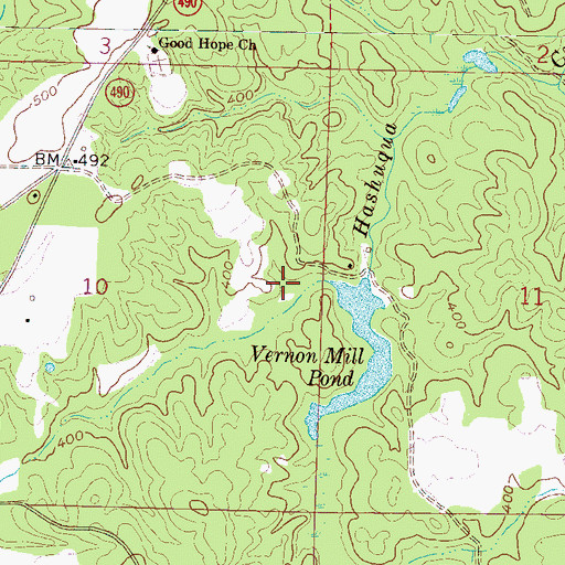 Topographic Map of Mill Lake Dam, MS