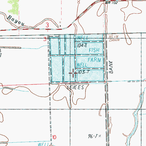 Topographic Map of Sam Harris Catfish Ponds Dam, MS