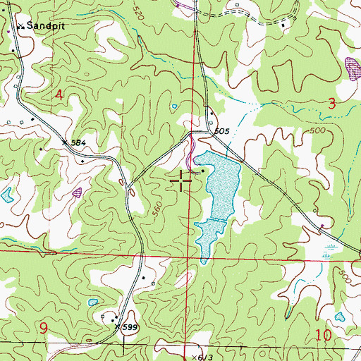 Topographic Map of Parks Lake Dam, MS