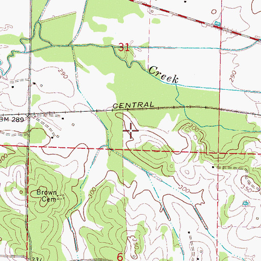 Topographic Map of Long Creek Watershed Structure 14 Dam, MS