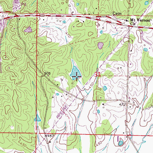 Topographic Map of Temple Lake Dam, MS