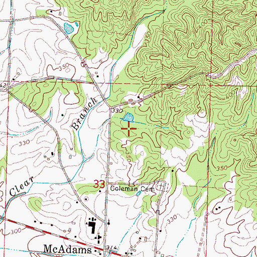 Topographic Map of J Steed Lake Dam, MS