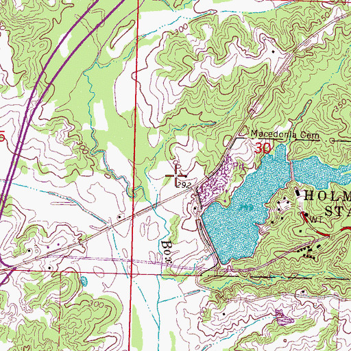 Topographic Map of Holmes County Lake Dam, MS