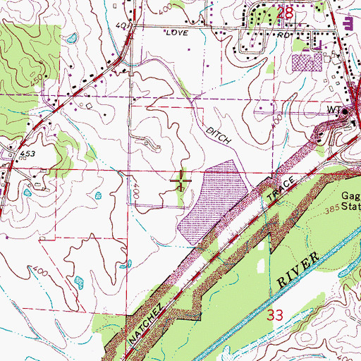 Topographic Map of Kosciusko Sewage Lagoon Dam, MS