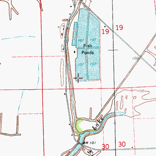 Topographic Map of A B Williams Catfish Ponds Dam, MS