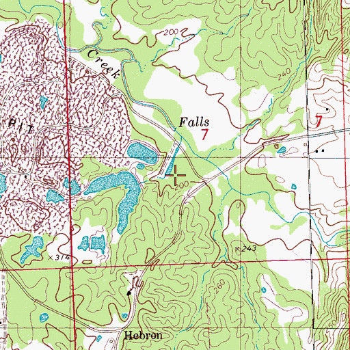 Topographic Map of MacMorrow-Hammett Lake Dam, MS