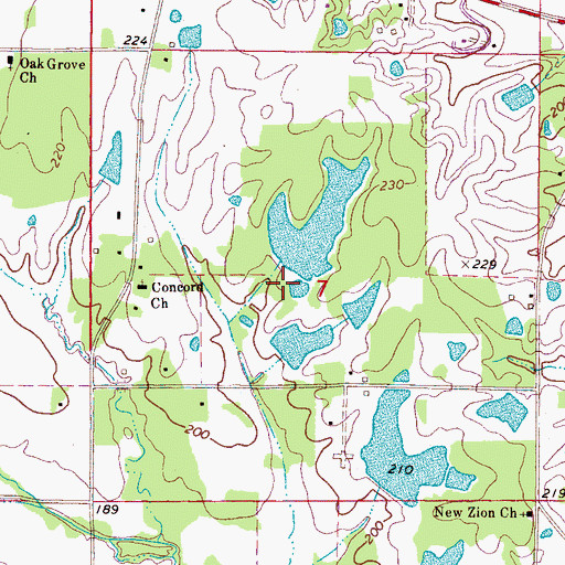 Topographic Map of Lindley Lake Dam, MS
