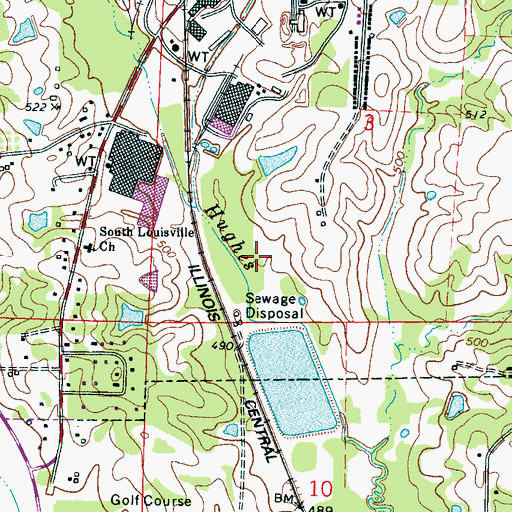 Topographic Map of Louisville Lagoon Dam, MS