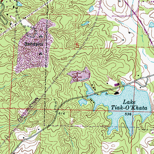 Topographic Map of Mississippi No Name 55 Dam, MS