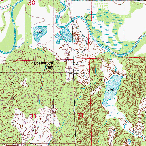 Topographic Map of Black Watershed Y-36-39 Dam, MS