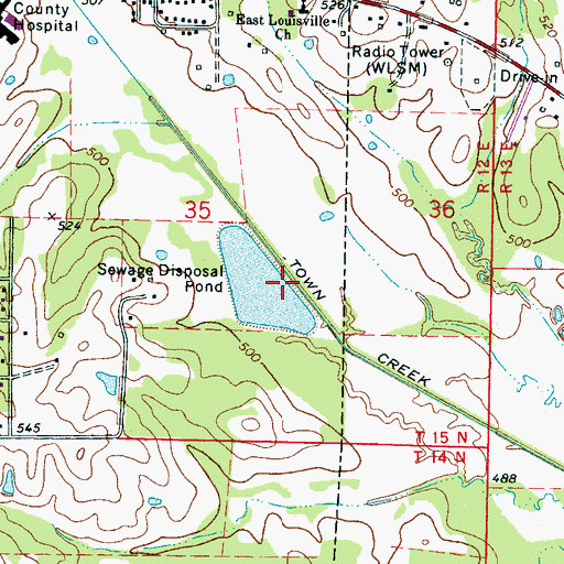 Topographic Map of Louisville Lagoon Dam, MS