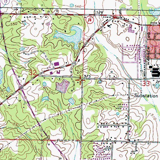 Topographic Map of Taylors Lake Dam, MS