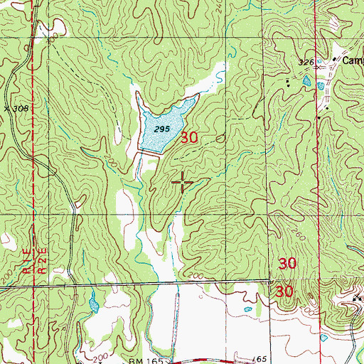 Topographic Map of Black Watershed Y-36-25 Dam, MS
