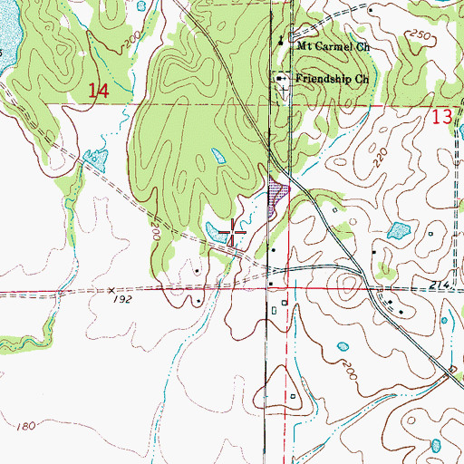 Topographic Map of Erickson Lake Number 1 Dam, MS