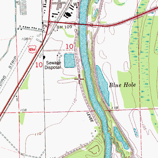 Topographic Map of Belzoni Lagoon Dam, MS