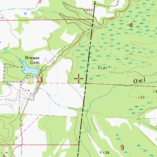 Topographic Map of Herdon Lake Dam, MS