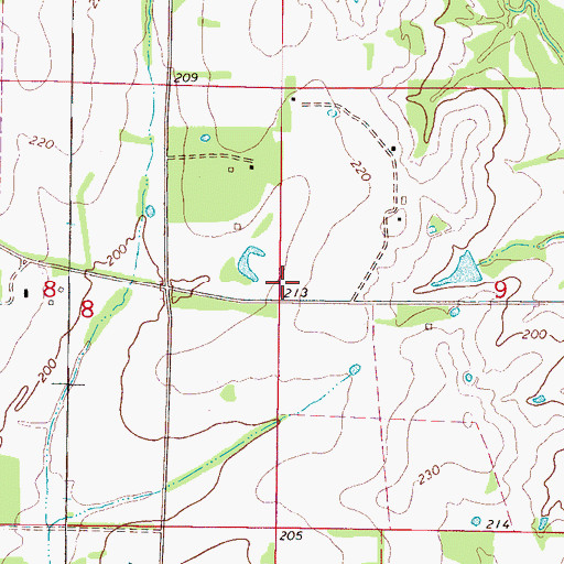 Topographic Map of Woods Lake Dam, MS