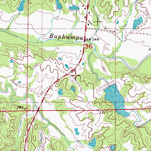 Topographic Map of Black Watershed Y-36-21 Dam, MS